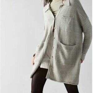 FP Free people beach day  cream oversized button up cardigan size small petite